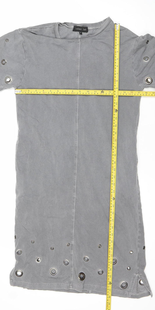 Label Lab Women’s Grey Size 8 Studded T-Shirt Dress Short Sleeve