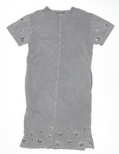 Label Lab Women’s Grey Size 8 Studded T-Shirt Dress Short Sleeve