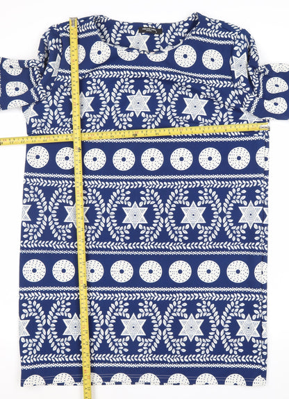 Collection London Women’s Blue Geometric Shift Dress Size 18