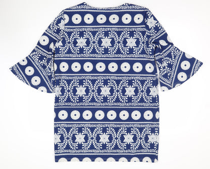 Collection London Women’s Blue Geometric Shift Dress Size 18