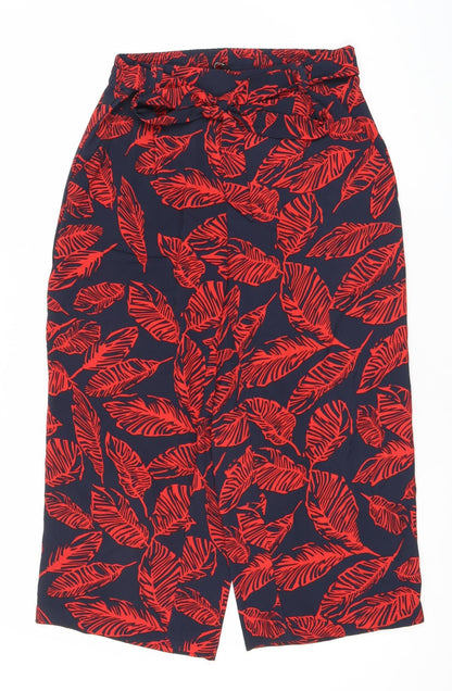 ONLY Womens Blue Red Tropical Wide-Leg Cropped Trousers Size 10