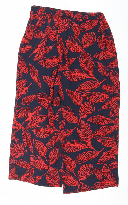 ONLY Womens Blue Red Tropical Wide-Leg Cropped Trousers Size 10