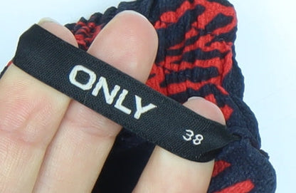 ONLY Womens Blue Red Tropical Wide-Leg Cropped Trousers Size 10