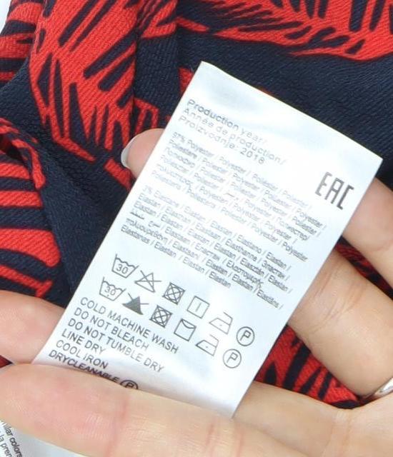 ONLY Womens Blue Red Tropical Wide-Leg Cropped Trousers Size 10