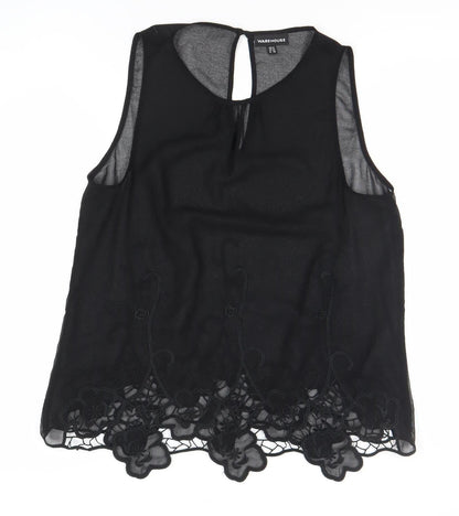 Womens UK Size 12 Warehouse Black Camisole Blouse
