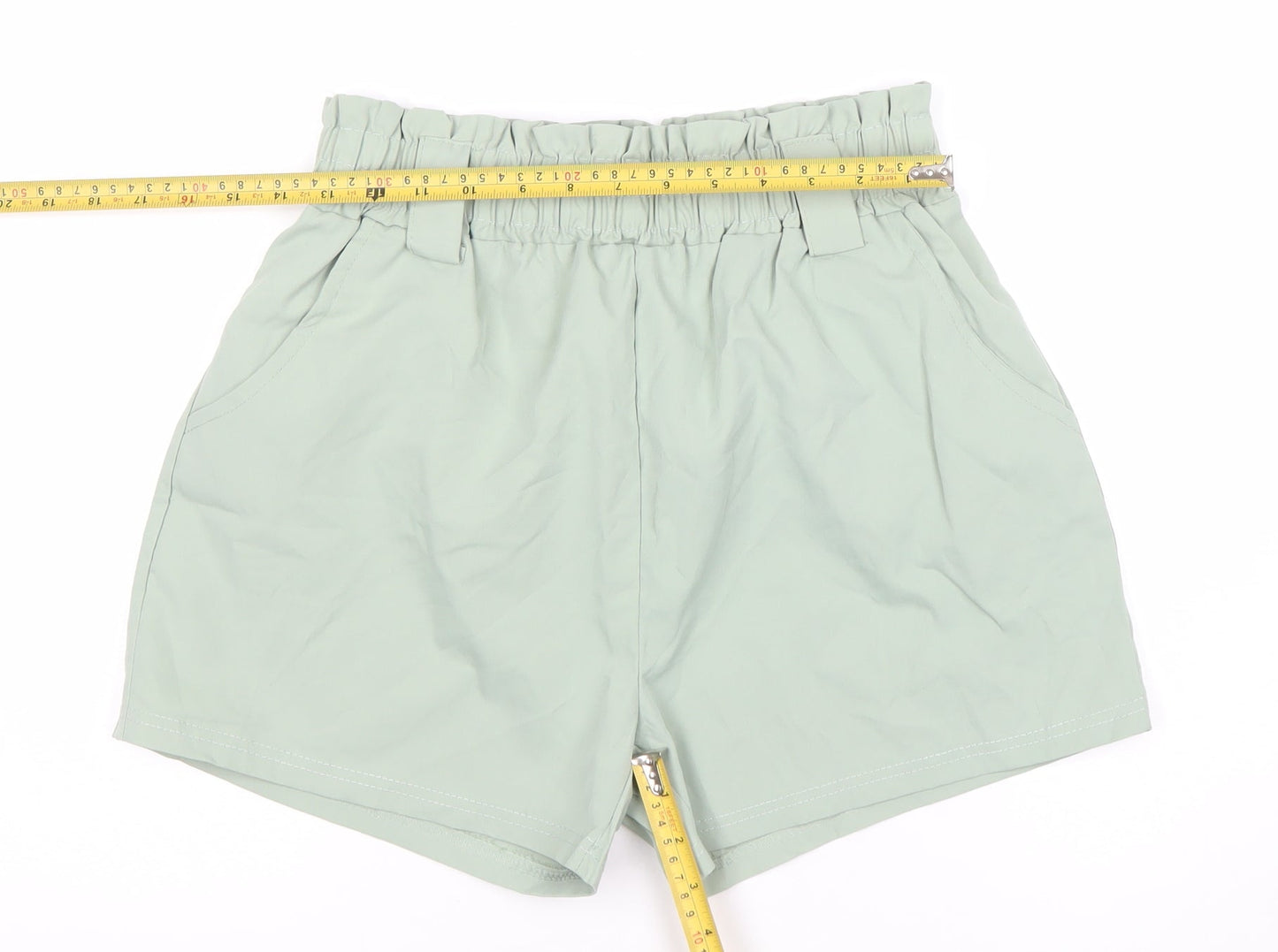 QED London Women’s Green Paperbag Shorts Size M High Waist