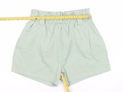 QED London Women’s Green Paperbag Shorts Size M High Waist
