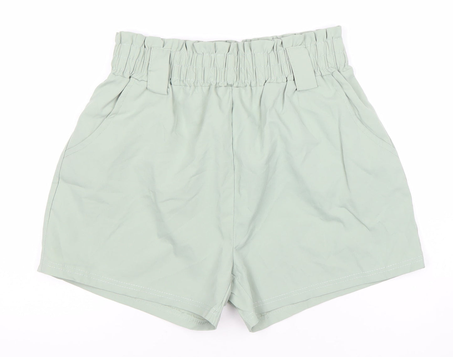 QED London Women’s Green Paperbag Shorts Size M High Waist