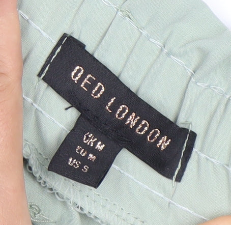 QED London Women’s Green Paperbag Shorts Size M High Waist