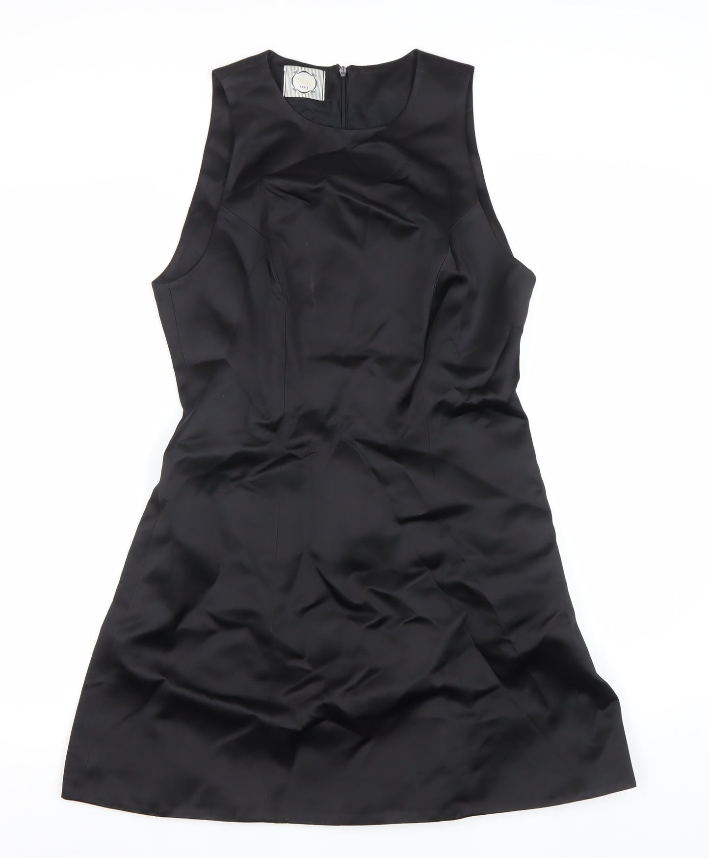 D'Arc Paris Womens Black Shift Dress Size 12 Knee Length Sleeveless