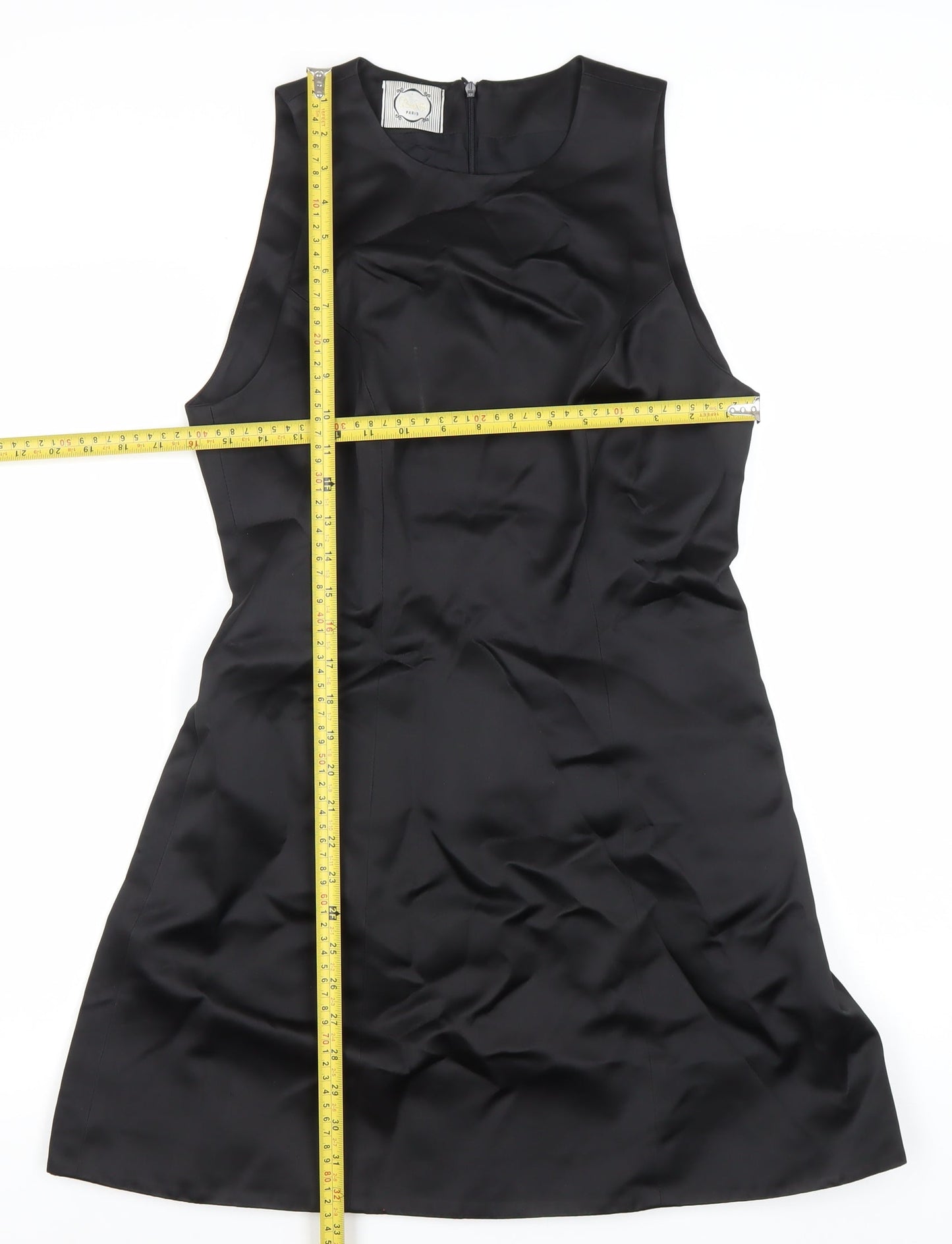 D'Arc Paris Womens Black Shift Dress Size 12 Knee Length Sleeveless