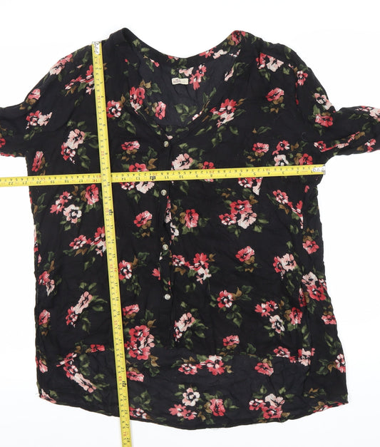 Womens UK Size L Hollister Black Tunic Blouse