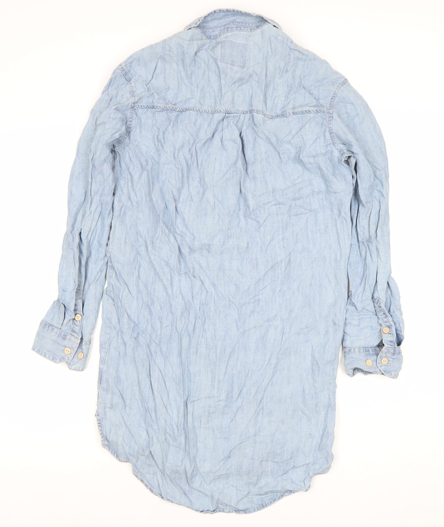 Next Women’s Blue Chambray Shirt Dress Size 6 Long Sleeve Casual