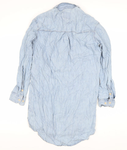 Next Women’s Blue Chambray Shirt Dress Size 6 Long Sleeve Casual