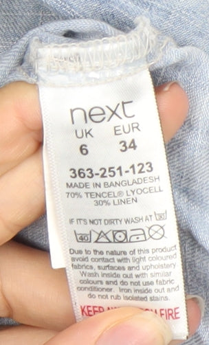 Next Women’s Blue Chambray Shirt Dress Size 6 Long Sleeve Casual