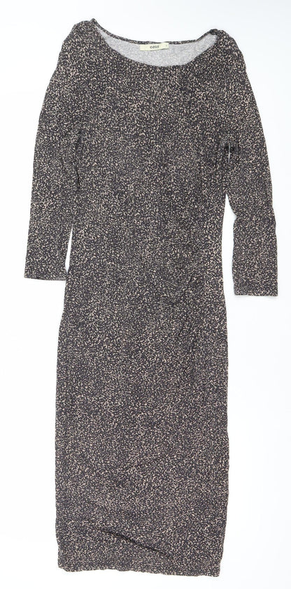 Oasis Womens Black Animal Print Bodycon Jersey Dress Size S