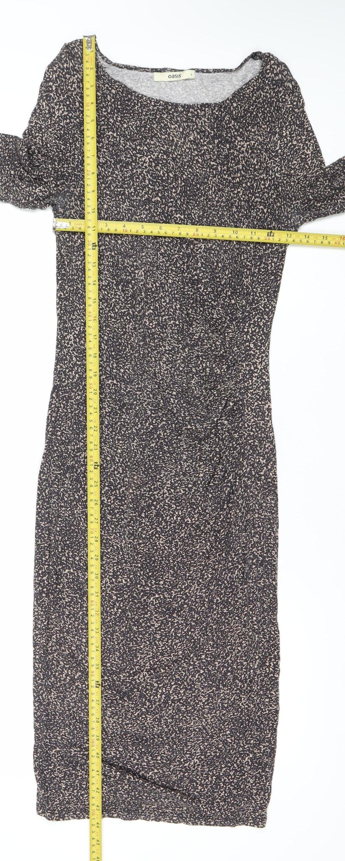 Oasis Womens Black Animal Print Bodycon Jersey Dress Size S