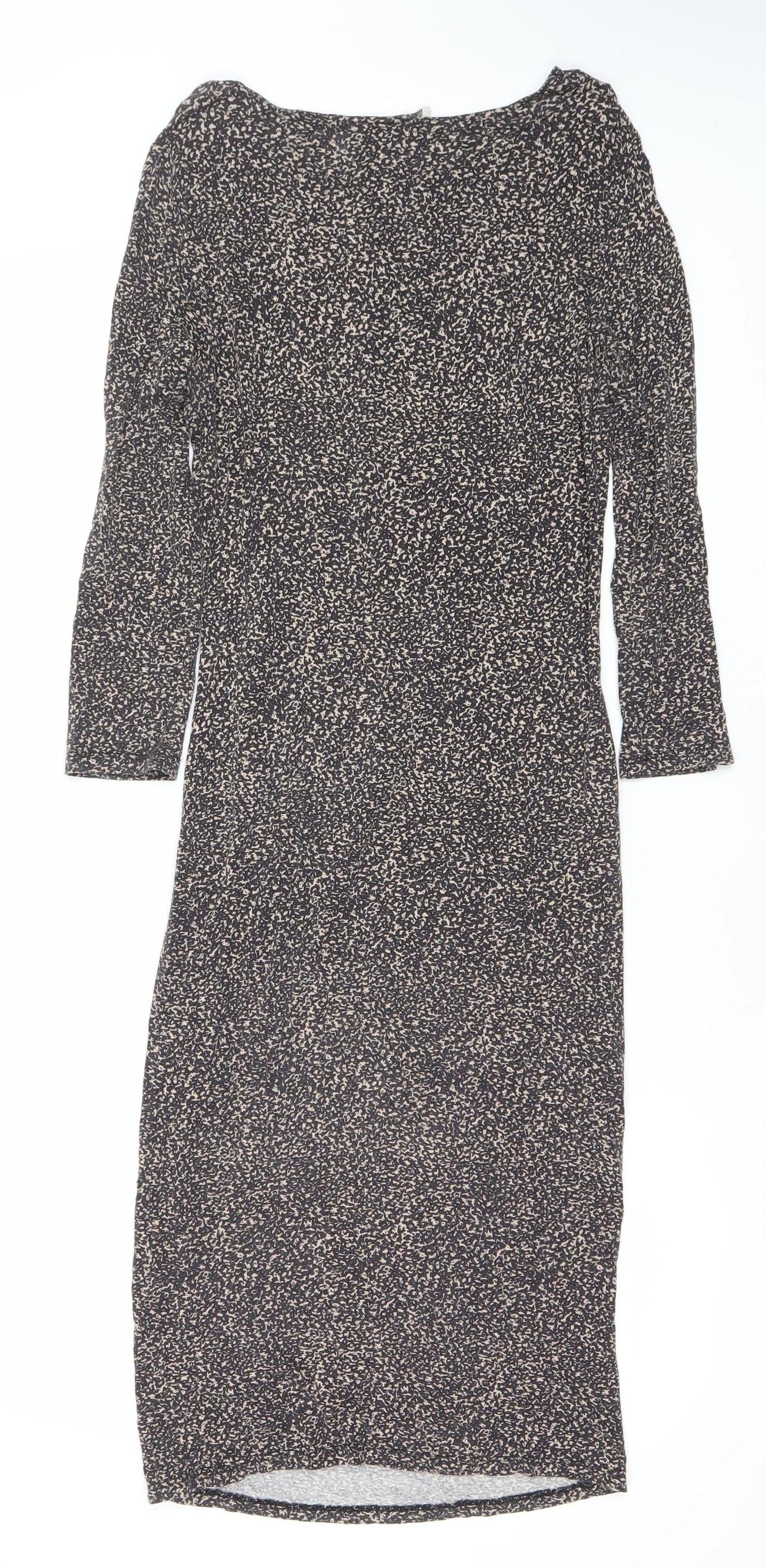 Oasis Womens Black Animal Print Bodycon Jersey Dress Size S