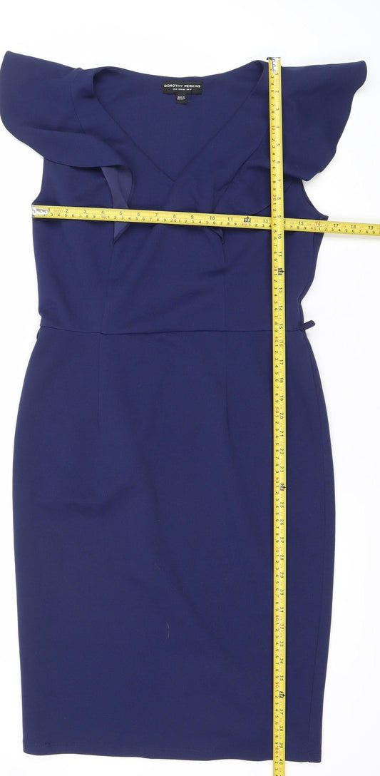 Dorothy Perkins Women’s Blue Size 12 Sheath Ruffle Dress