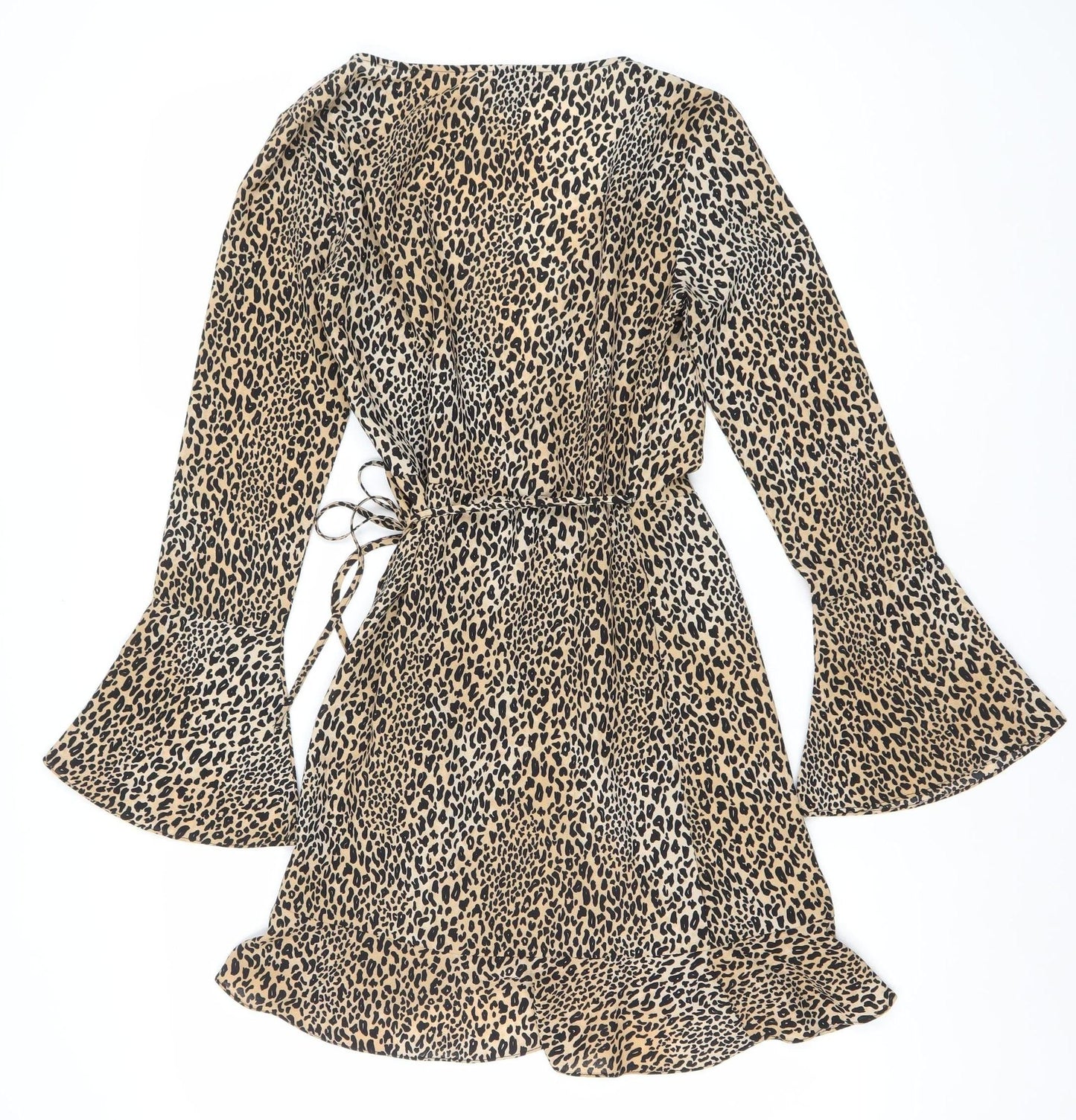 H&M Women’s Beige Leopard Print Bodycon Mini Dress Size 8