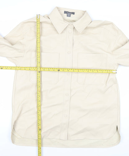 Primark Womens Beige Faux Leather Button Up Jacket Size 14
