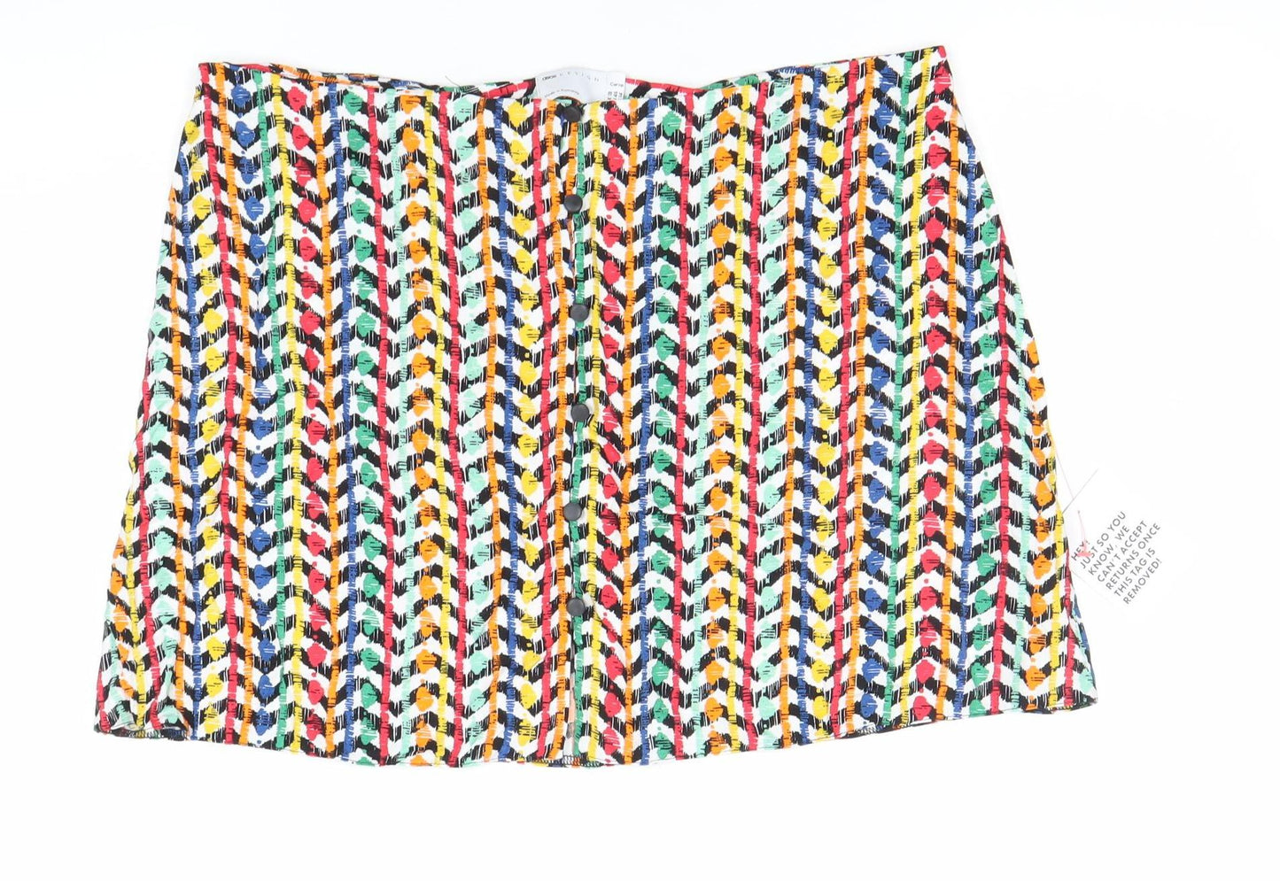 ASOS Women’s Multicoloured Viscose Button Skirt Size 18 Knee Length