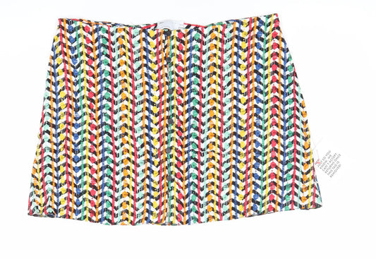 ASOS Women’s Multicoloured Viscose Button Skirt Size 18 Knee Length