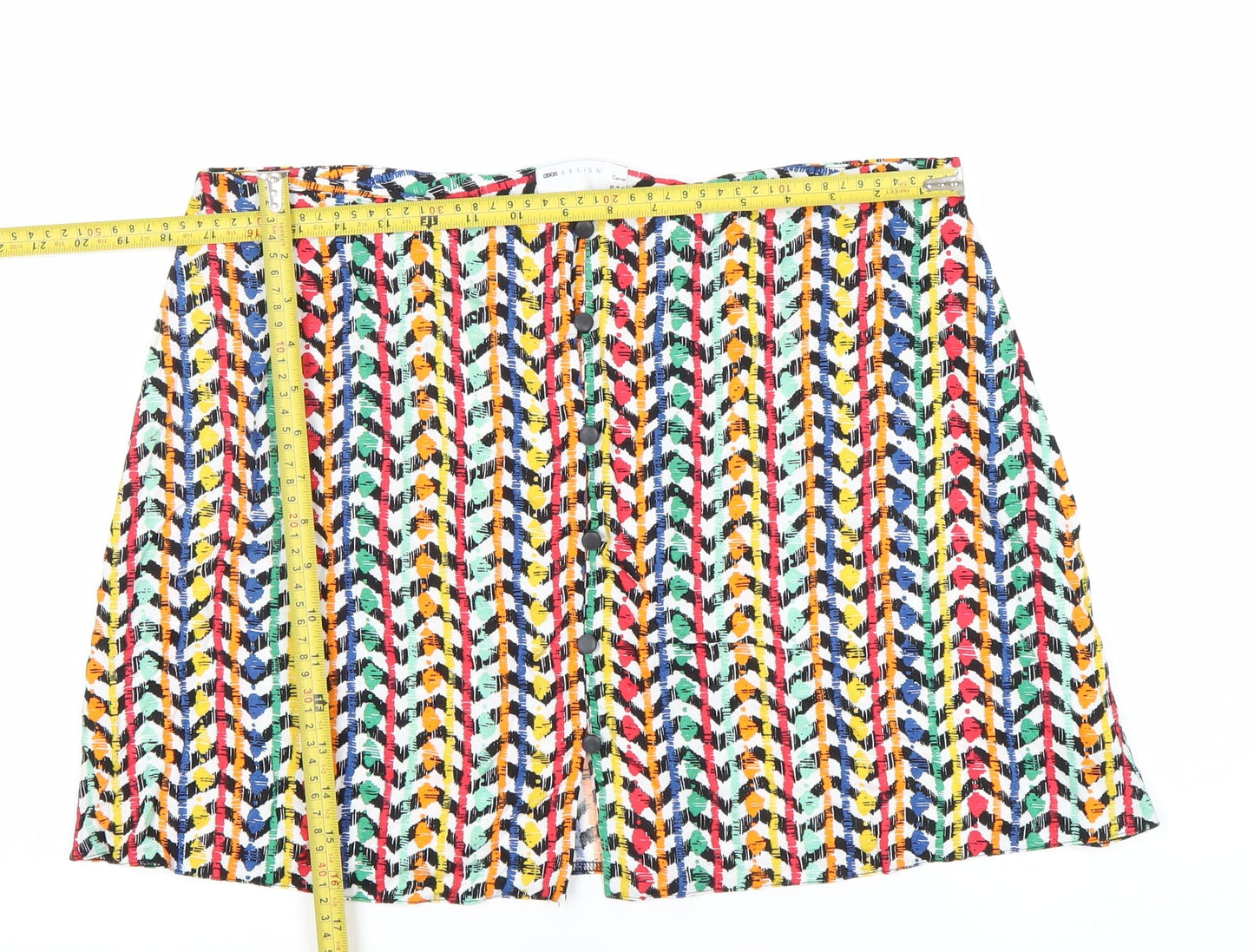 ASOS Women’s Multicoloured Viscose Button Skirt Size 18 Knee Length