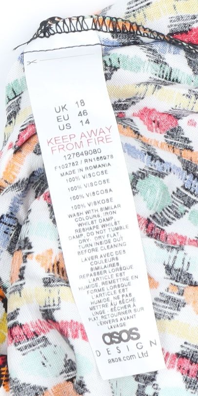 ASOS Women’s Multicoloured Viscose Button Skirt Size 18 Knee Length