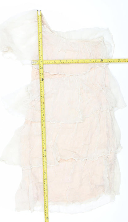River Island Women’s Beige One Shoulder Asymmetric Dress Size 10