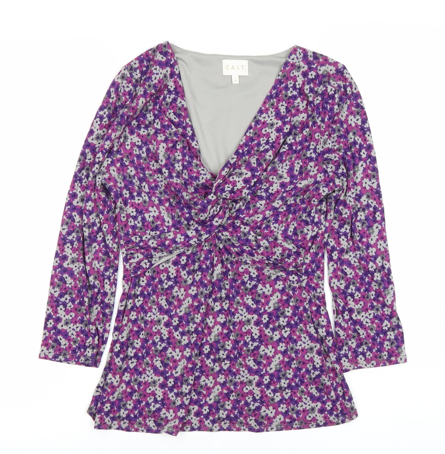 EAST Womens Multicoloured Floral Wrap Blouse Size 10 Viscose