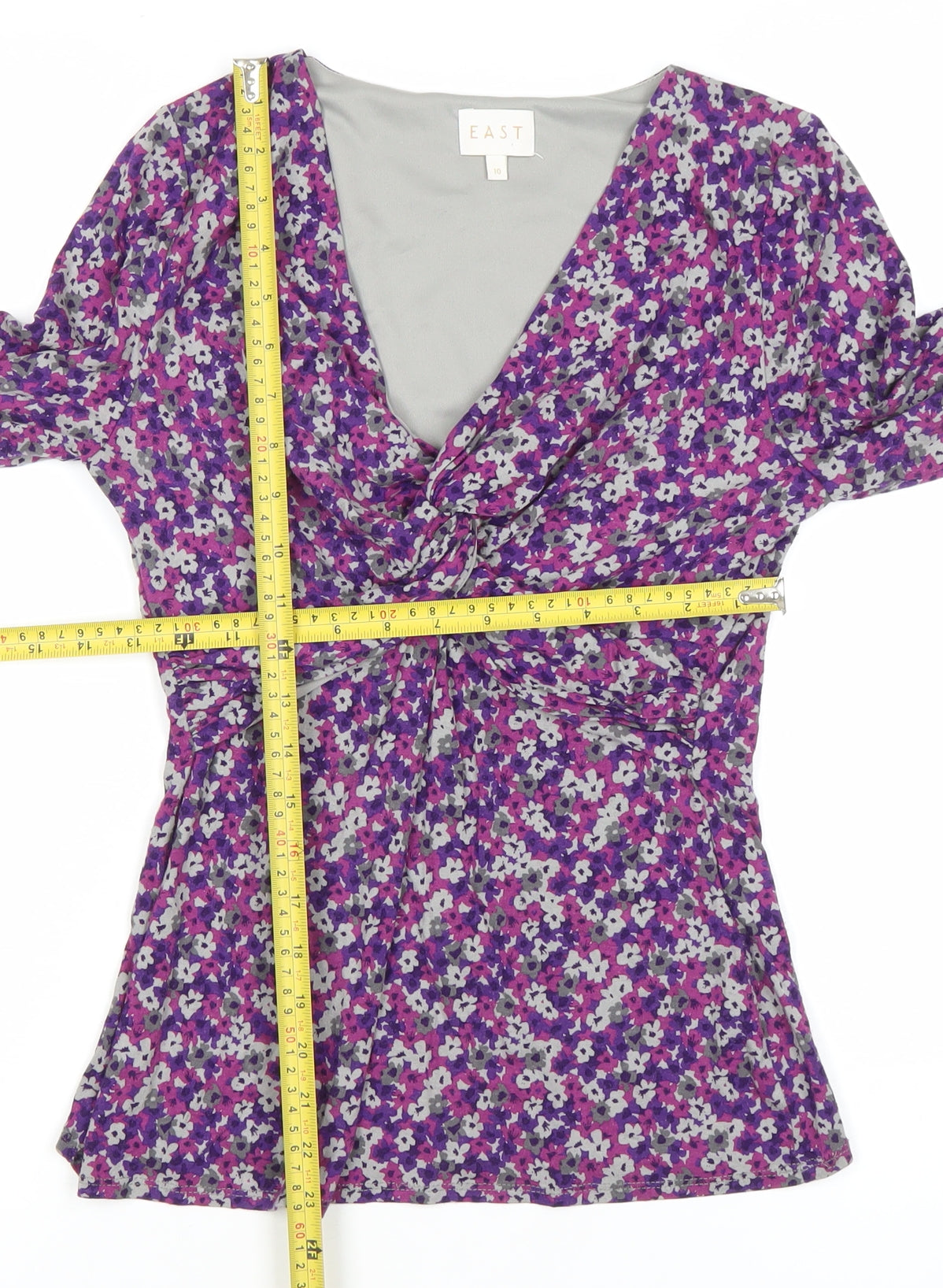EAST Womens Multicoloured Floral Wrap Blouse Size 10 Viscose