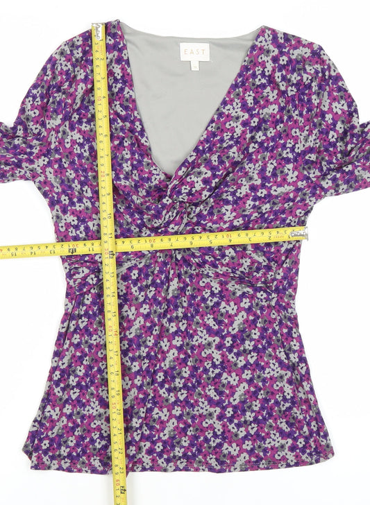EAST Womens Multicoloured Floral Wrap Blouse Size 10 Viscose