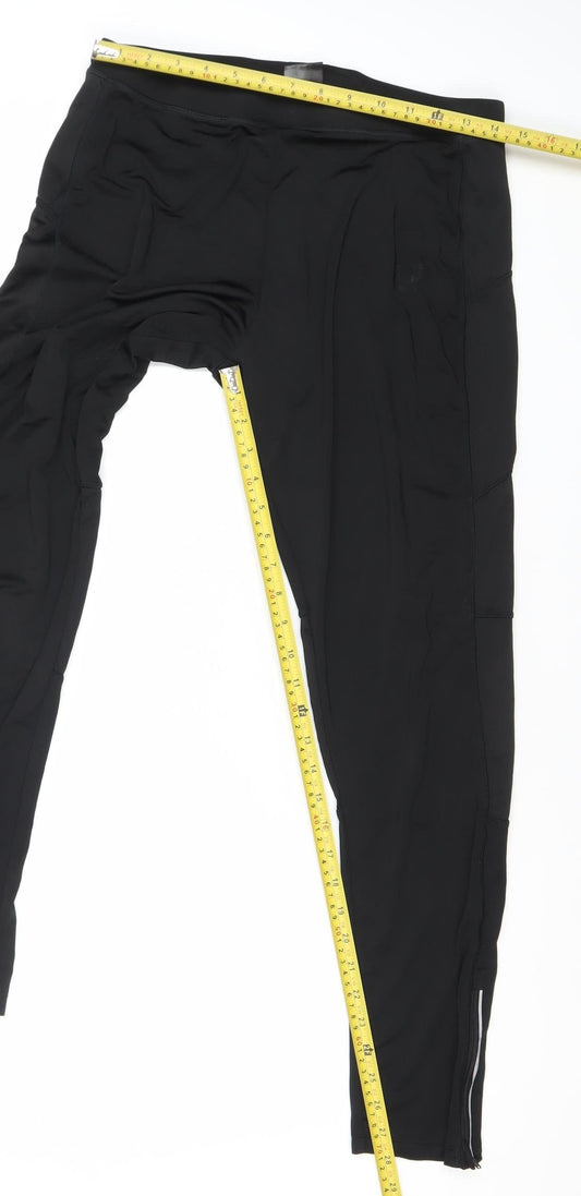 Karrimor Womens Black 2XL Running Leggings Reflective Zip Gym Trousers