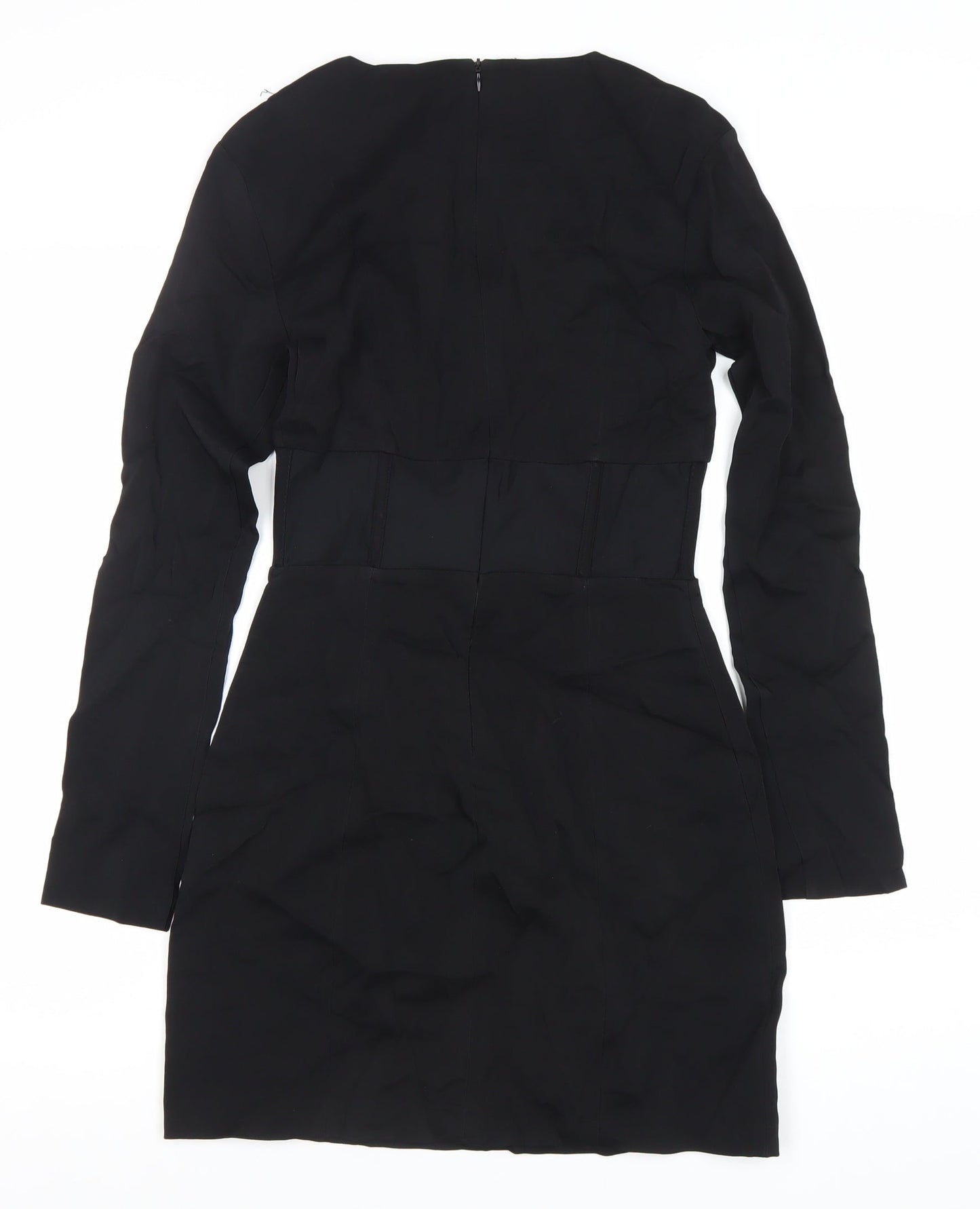 Zara Women’s Black Bodycon Short Dress Size 8 Long Sleeve Partywear
