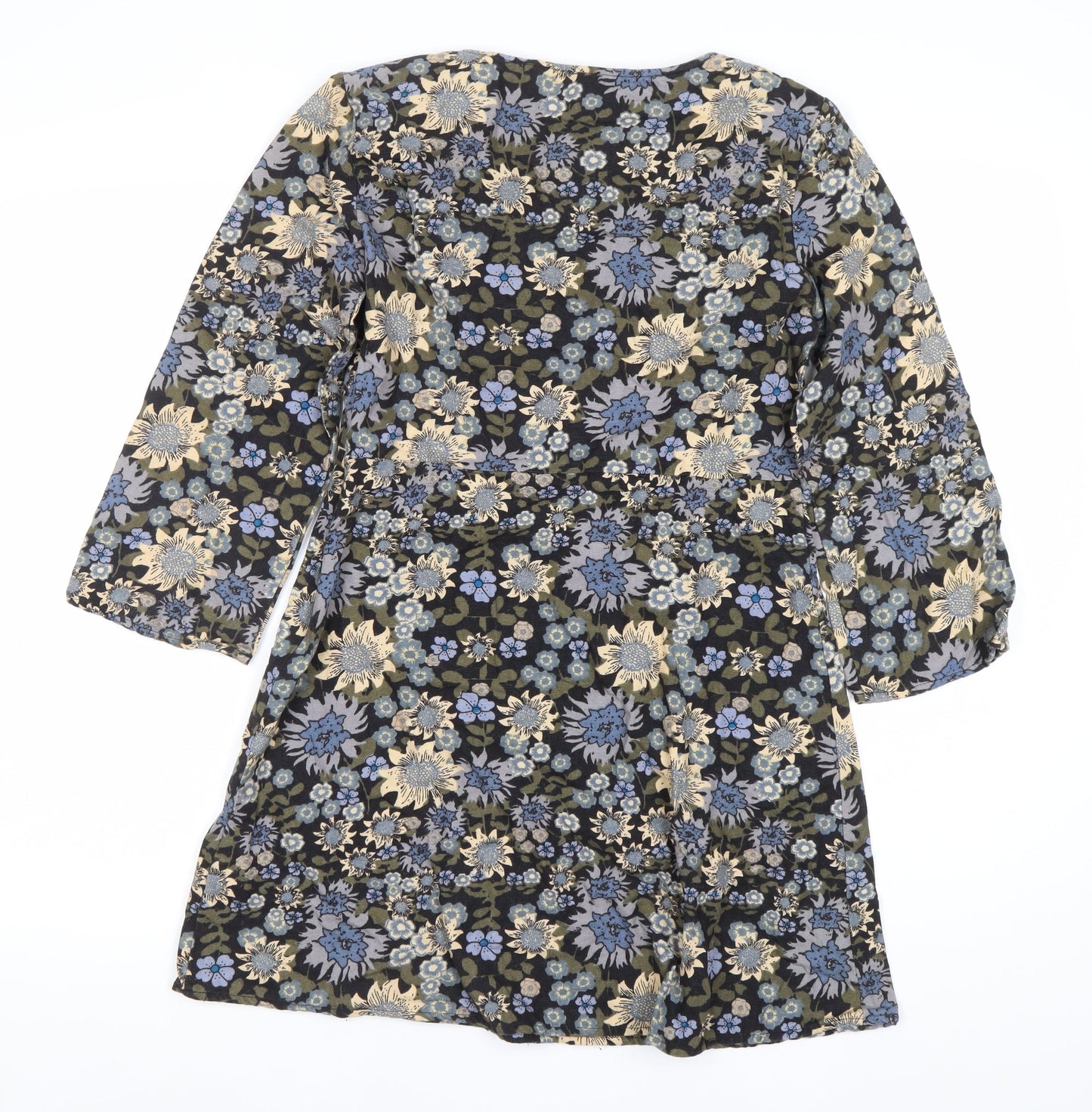 QED London Women’s Multicoloured Floral Shift Dress Size 8 V-Neck