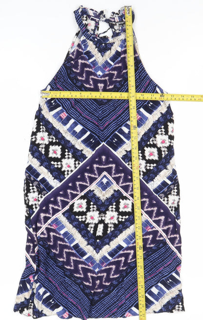 Warehouse Women’s Multicoloured Geometric Mini Halter Shift Dress Size 6