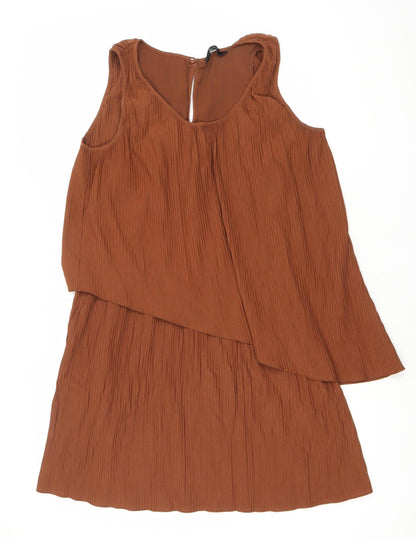 Next Women Brown Size 8 Asymmetric Sleeveless Dress