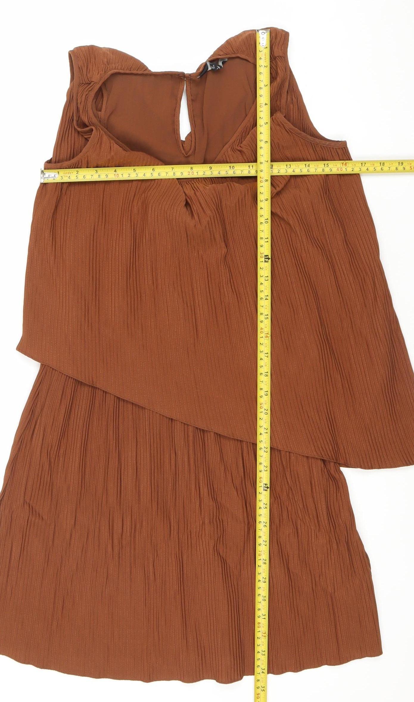 Next Women Brown Size 8 Asymmetric Sleeveless Dress