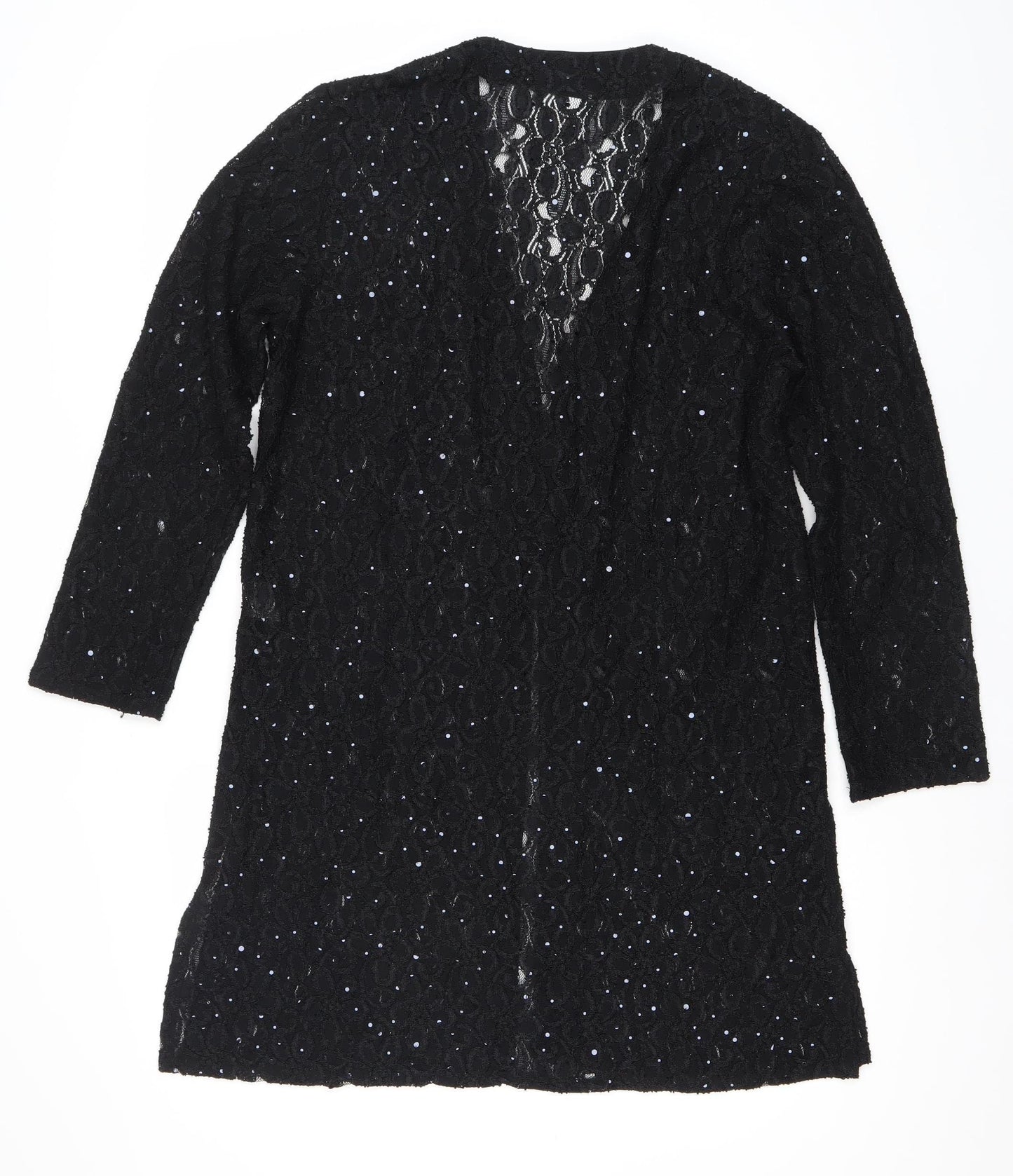 Tansel Womens Black Sequin Lace Tunic Blouse Size S Party Top