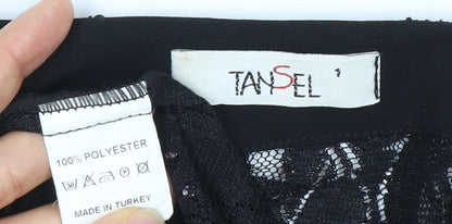 Tansel Womens Black Sequin Lace Tunic Blouse Size S Party Top
