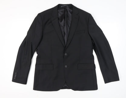Jacamo Men Black 42R Regular Fit Blazer Jacket Wool Blend
