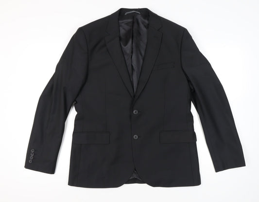 Jacamo Men Black 42R Regular Fit Blazer Jacket Wool Blend