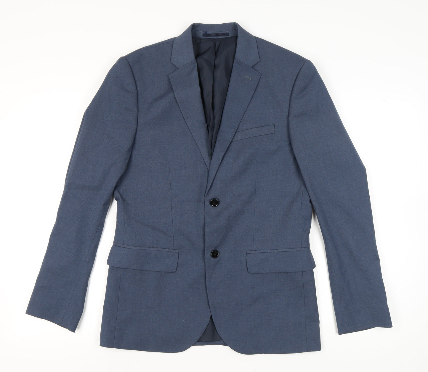H&M Men’s Blue Slim Fit Blazer Jacket 40R Notch Lapel Two Button