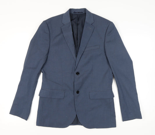 H&M Men’s Blue Slim Fit Blazer Jacket 40R Notch Lapel Two Button