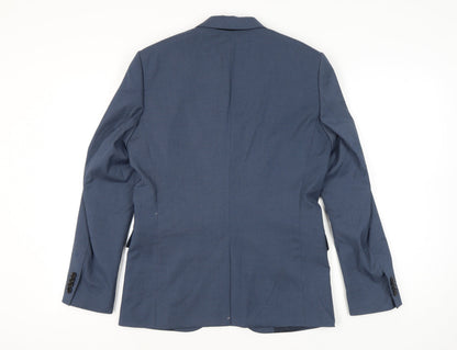 H&M Men’s Blue Slim Fit Blazer Jacket 40R Notch Lapel Two Button