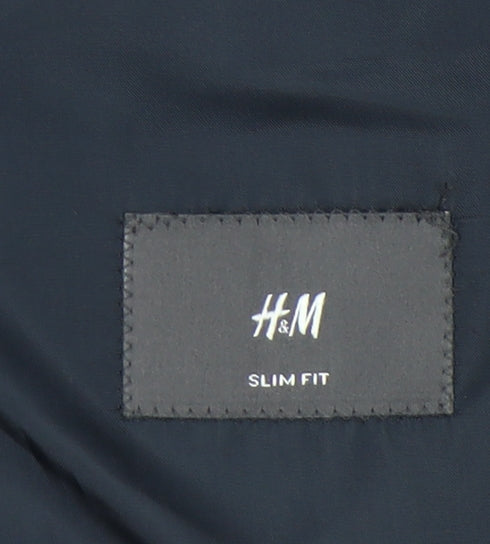 H&M Men’s Blue Slim Fit Blazer Jacket 40R Notch Lapel Two Button