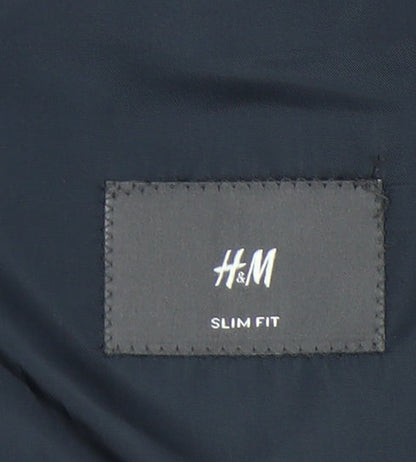 H&M Men’s Blue Slim Fit Blazer Jacket 40R Notch Lapel Two Button