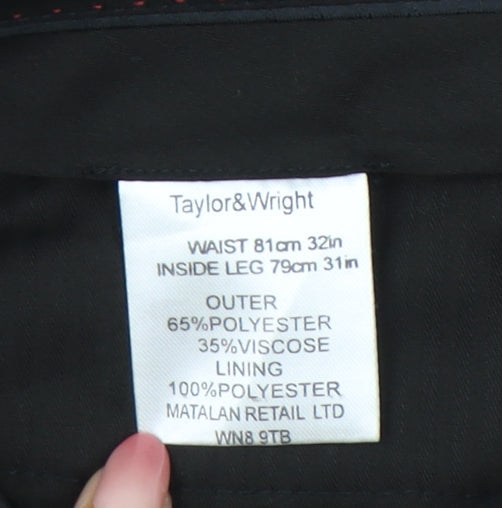 Taylor & Wright Men’s Black 32R Dress Pants Formal Trousers