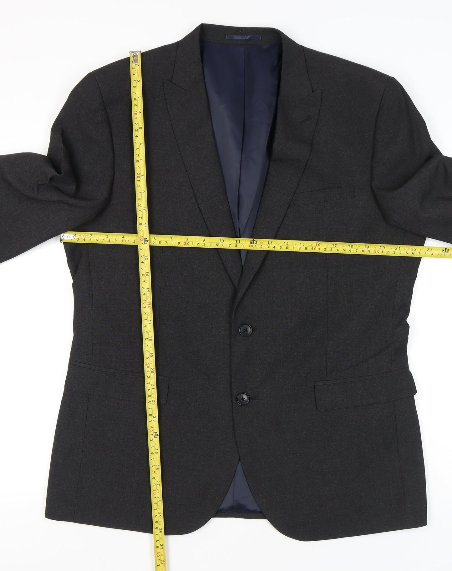 Next Men’s Black Blazer Jacket 44” Chest Regular Fit Two-Button Formal